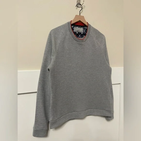 Ted Baker Gray Cotton-Knit Crewneck Casual Comfy Sweater Size 5 (XL) - Picture 4 of 9